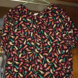 Christmas scrub top.  Peppers